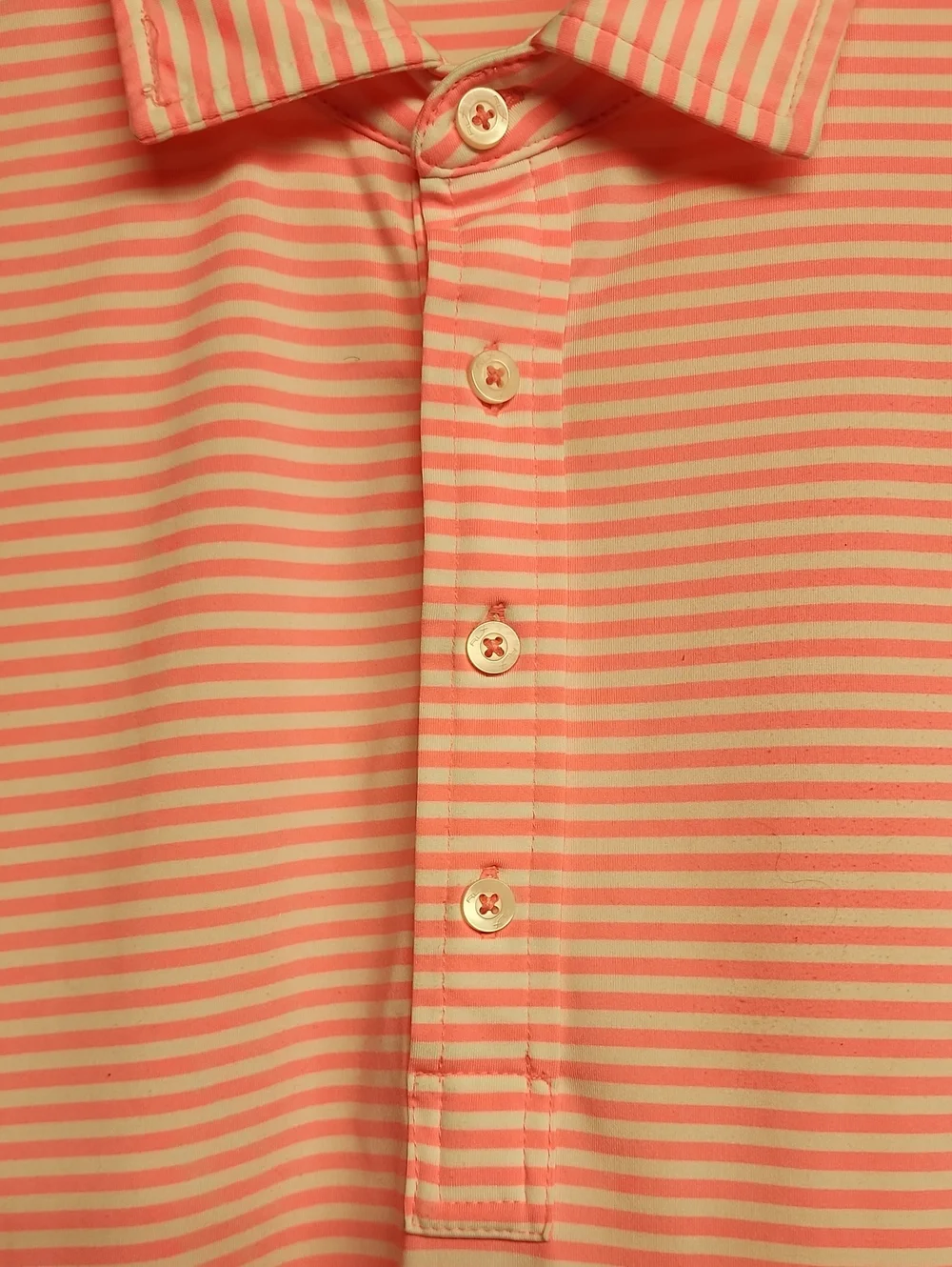 Ralph Lauren RLX Coral Pink & White Striped Polo GOLF Size L Trendy& Comfortable